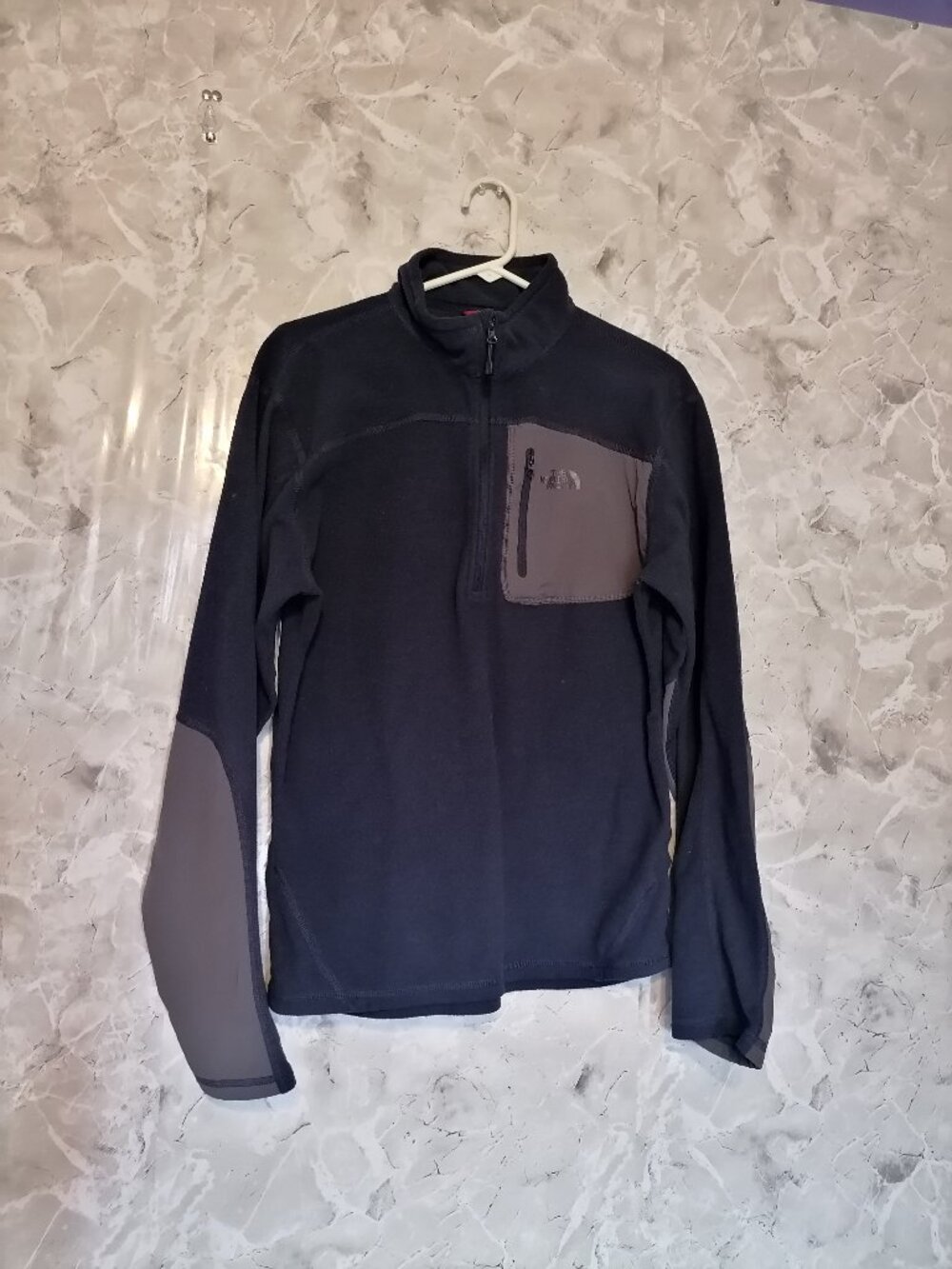 The North Face 1/4 Zip Fleece Pullover navy blue Gray Men's Large Outdoor Jacket